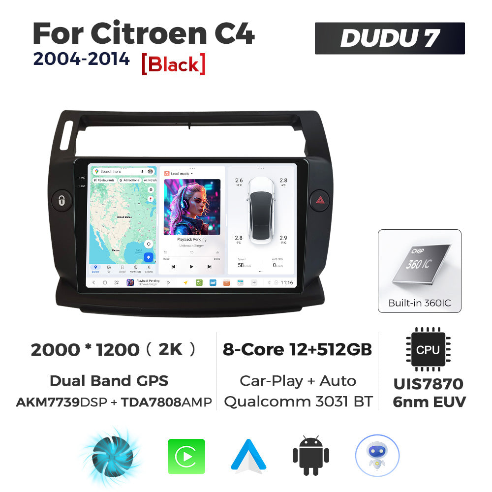 DUDU7 Citroen C4 2004-2014 Head Unit Car Stereo | Apple CarPlay & Android Auto