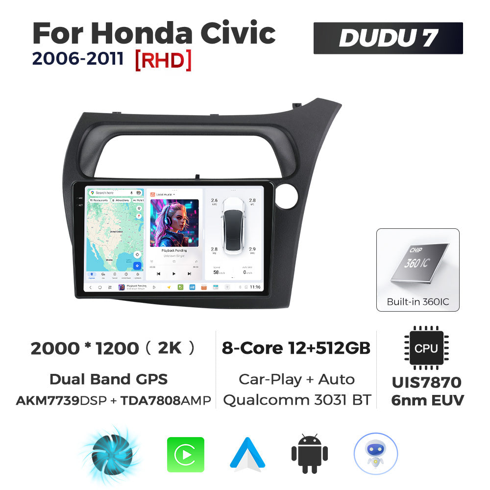 DUDU7 Honda Civic 2006-2011 Head Unit Car Stereo | Apple CarPlay & Android Auto