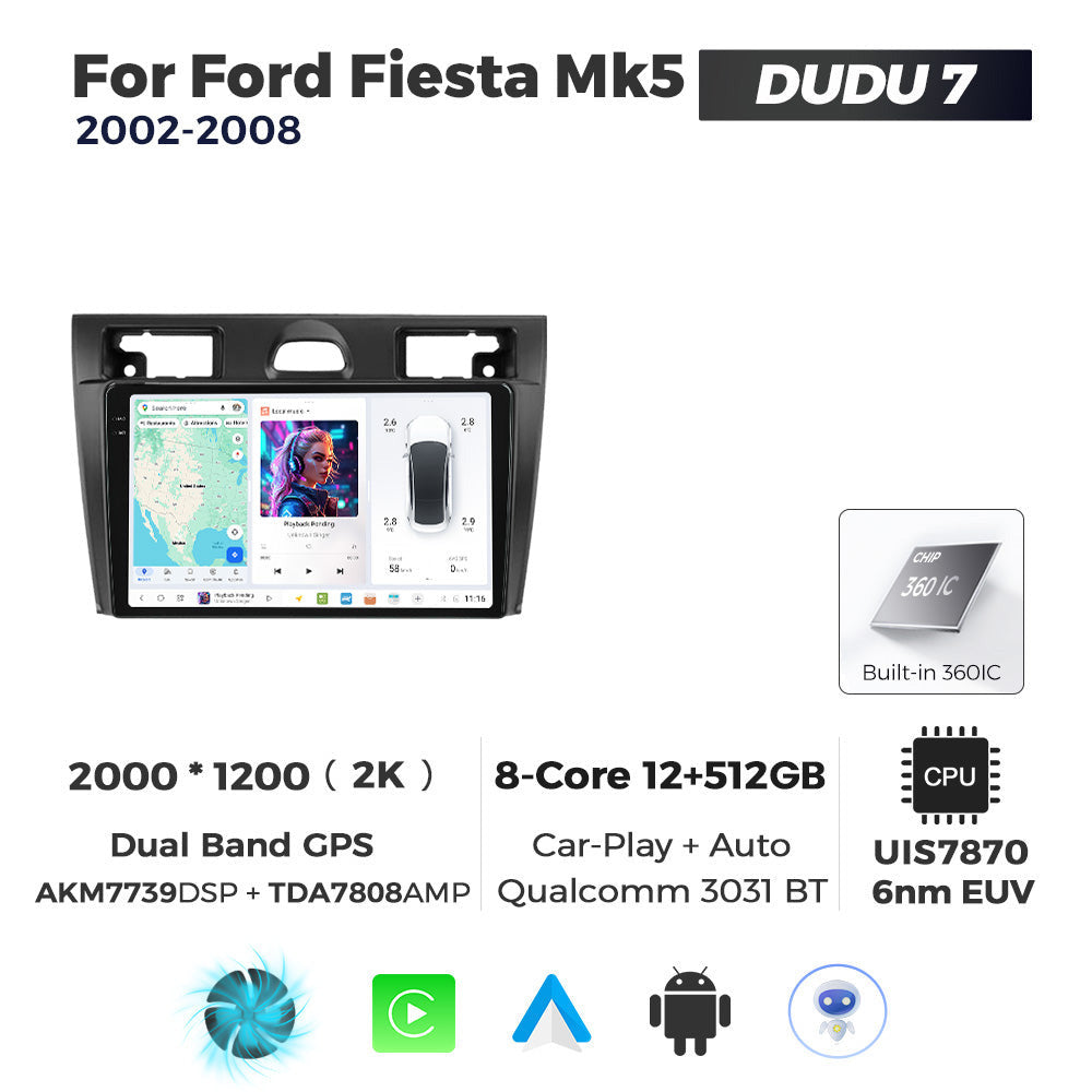 DUDU7 Ford Fiesta 2002-2008 Head Unit Car Stereo | Apple CarPlay & Android Auto