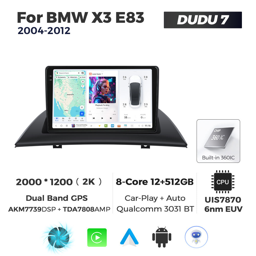 DUDU7 BMW X3 E83 2004-2012 Head Unit Car Stereo | Apple CarPlay & Android Auto