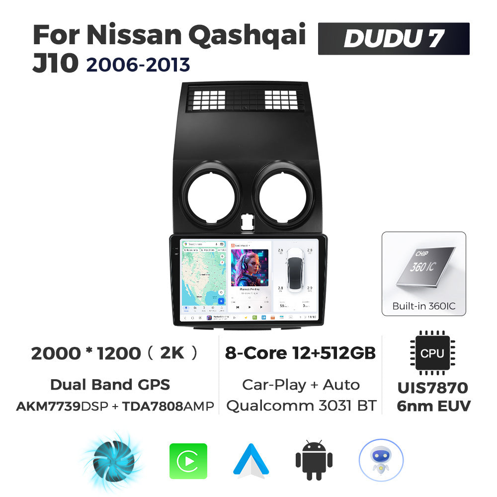 DUDU7 Nissan Qashqai 2006-2013 Head Unit Car Stereo | Apple CarPlay & Android Auto