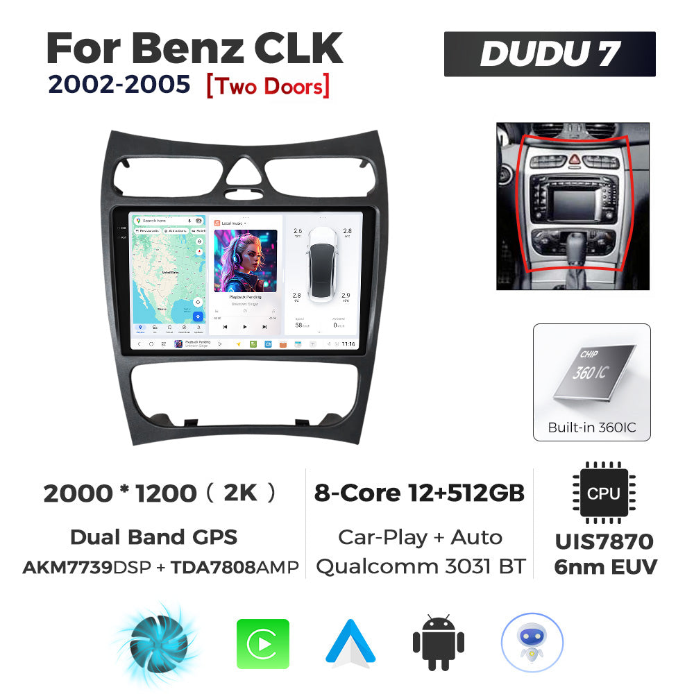 DUDU7 Mercedes CLK 2002-2005 Head Unit Car Stereo | Apple CarPlay & Android Auto