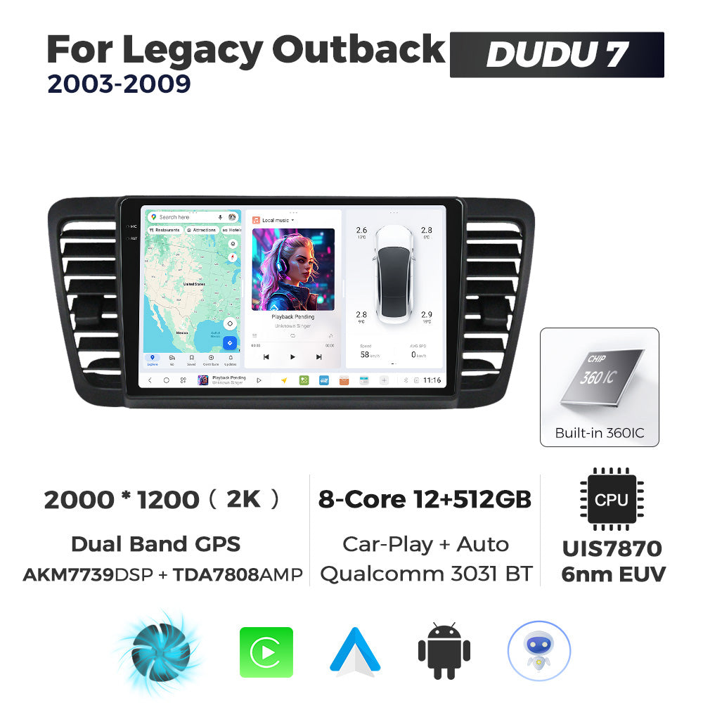 DUDU7 Subaru Legacy Outback 2003-2009 Head Unit Car Stereo | Apple CarPlay & Android Auto