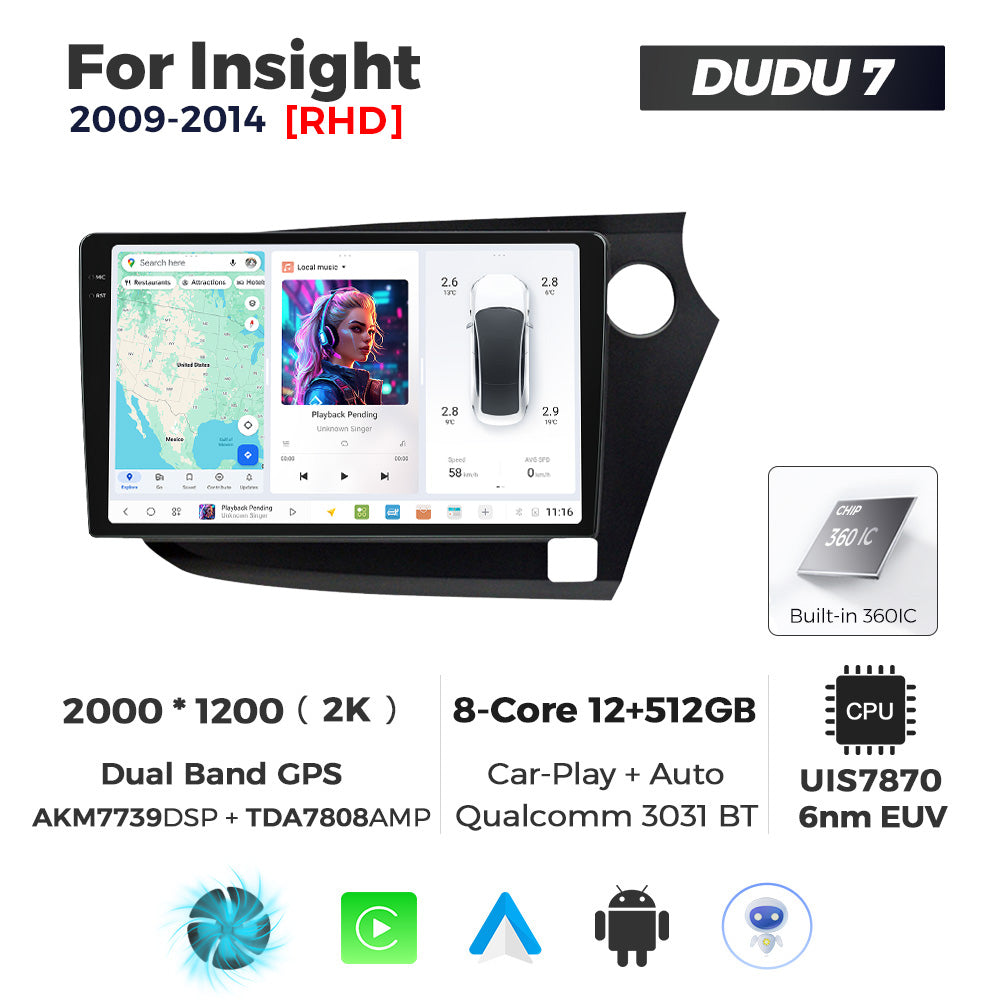 DUDU7 Honda Insight 2009-2014 Head Unit Car Stereo | Apple CarPlay & Android Auto