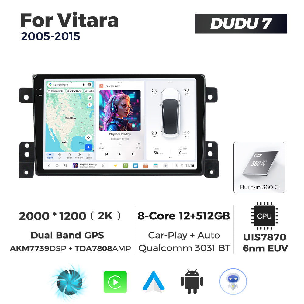 DUDU7 Suzuki Vitara 2005-2015 Head Unit Car Stereo | Apple CarPlay & Android Auto