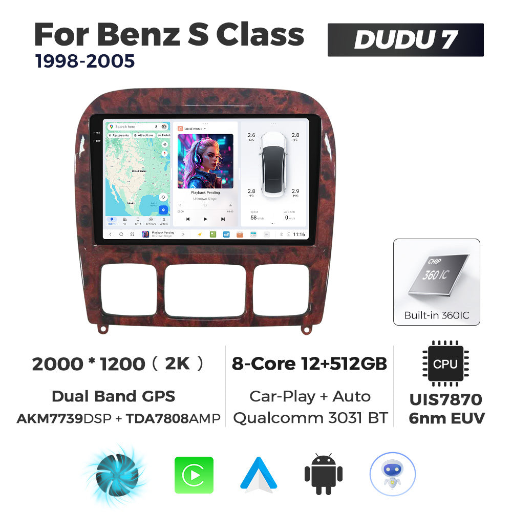 DUDU7 Mercedes S-Class 1998-2005 Head Unit Car Stereo | Apple CarPlay & Android Auto
