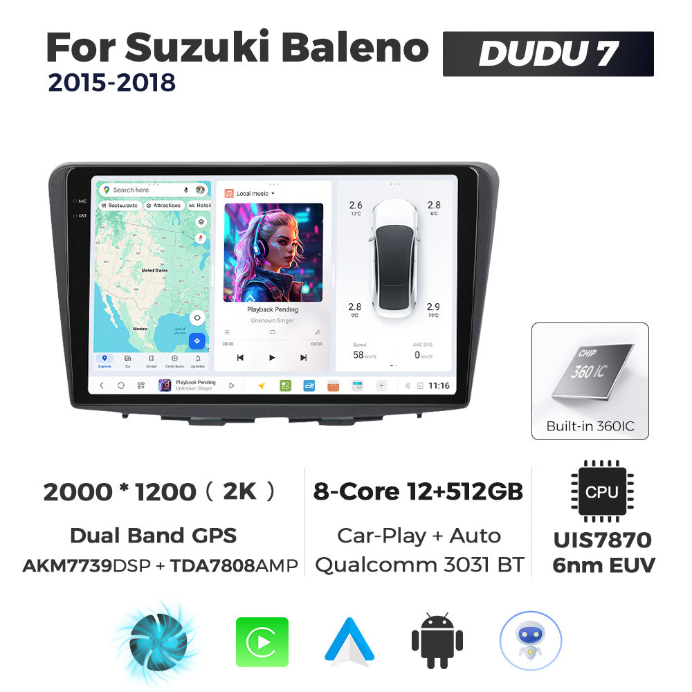 DUDU7 Suzuki Baleno 2015-2018 Head Unit Car Stereo | Apple CarPlay & Android Auto
