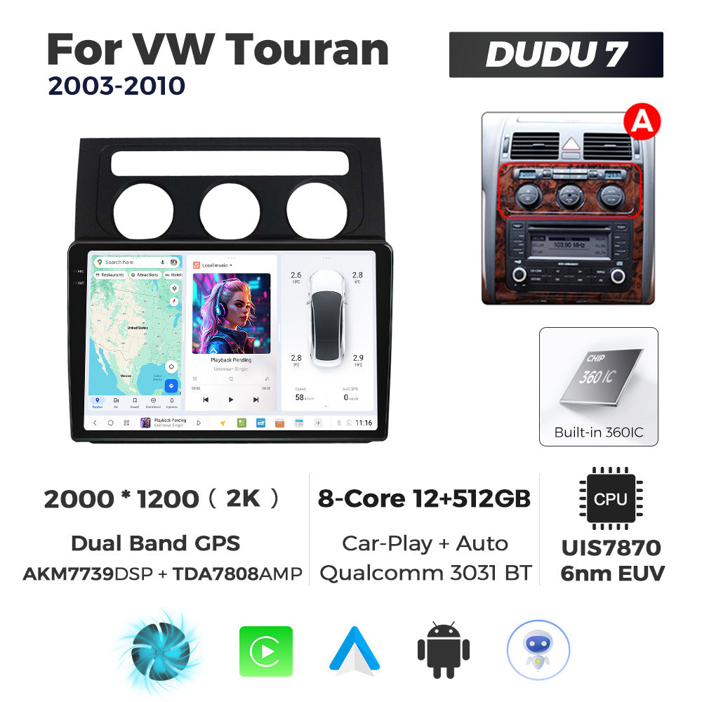 DUDU7 Volkswagen Touran 2003-2010 Head Unit Car Stereo | Apple CarPlay & Android Auto