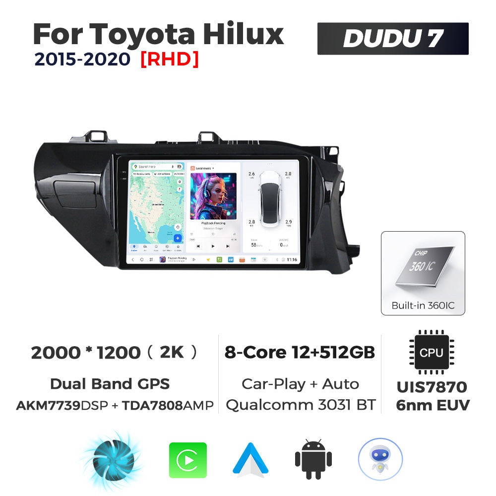 DUDU7 Toyota Hilux 2015-2020 Head Unit Car Stereo | Apple CarPlay & Android Auto