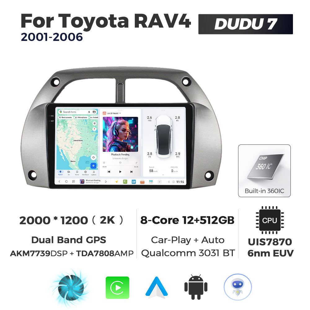 DUDU7 Toyota RAV4 2001-2006 Head Unit Car Stereo | Apple CarPlay & Android Auto