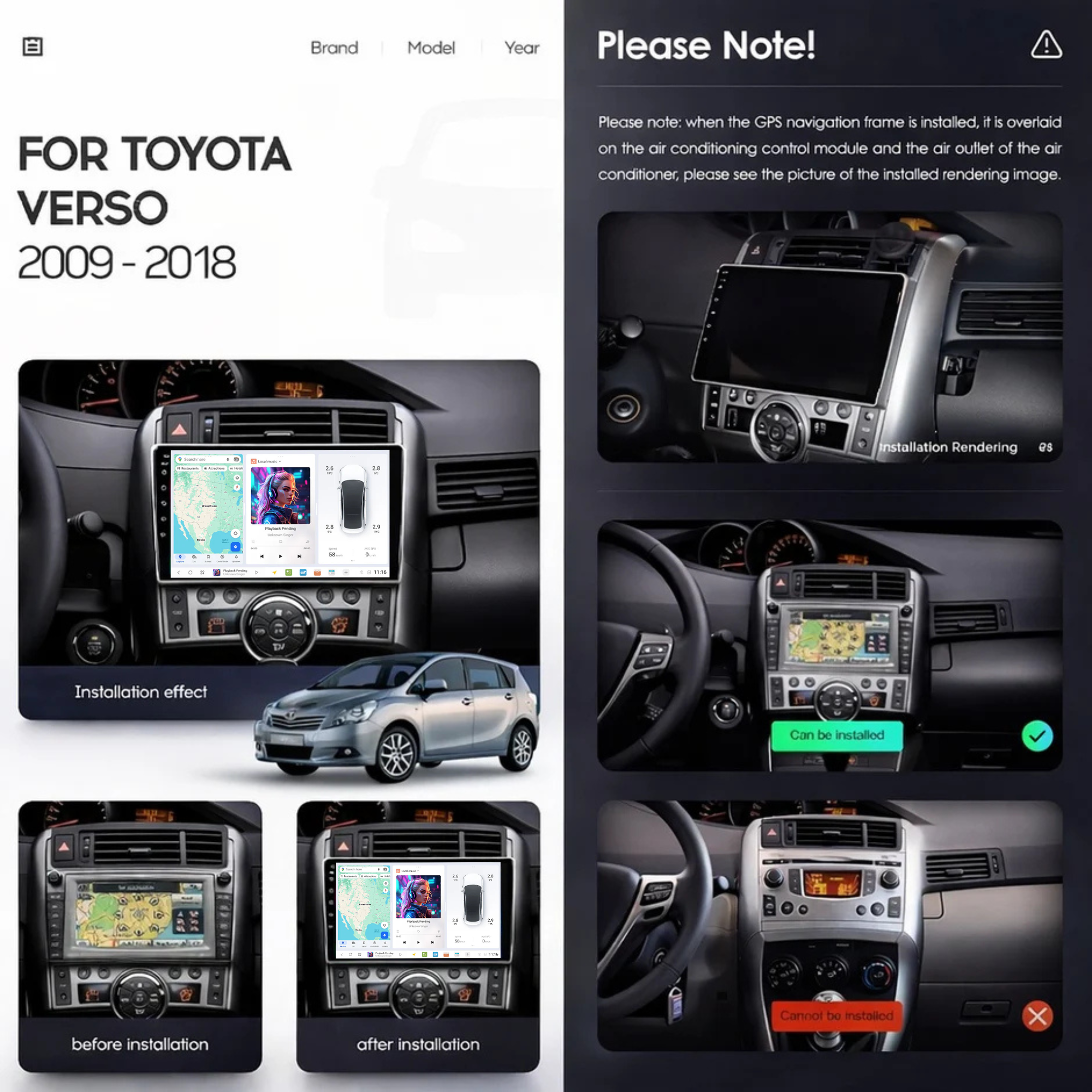 DUDU7 Toyota Verso 2009-2018 Head Unit Car Stereo | Apple CarPlay & Android Auto