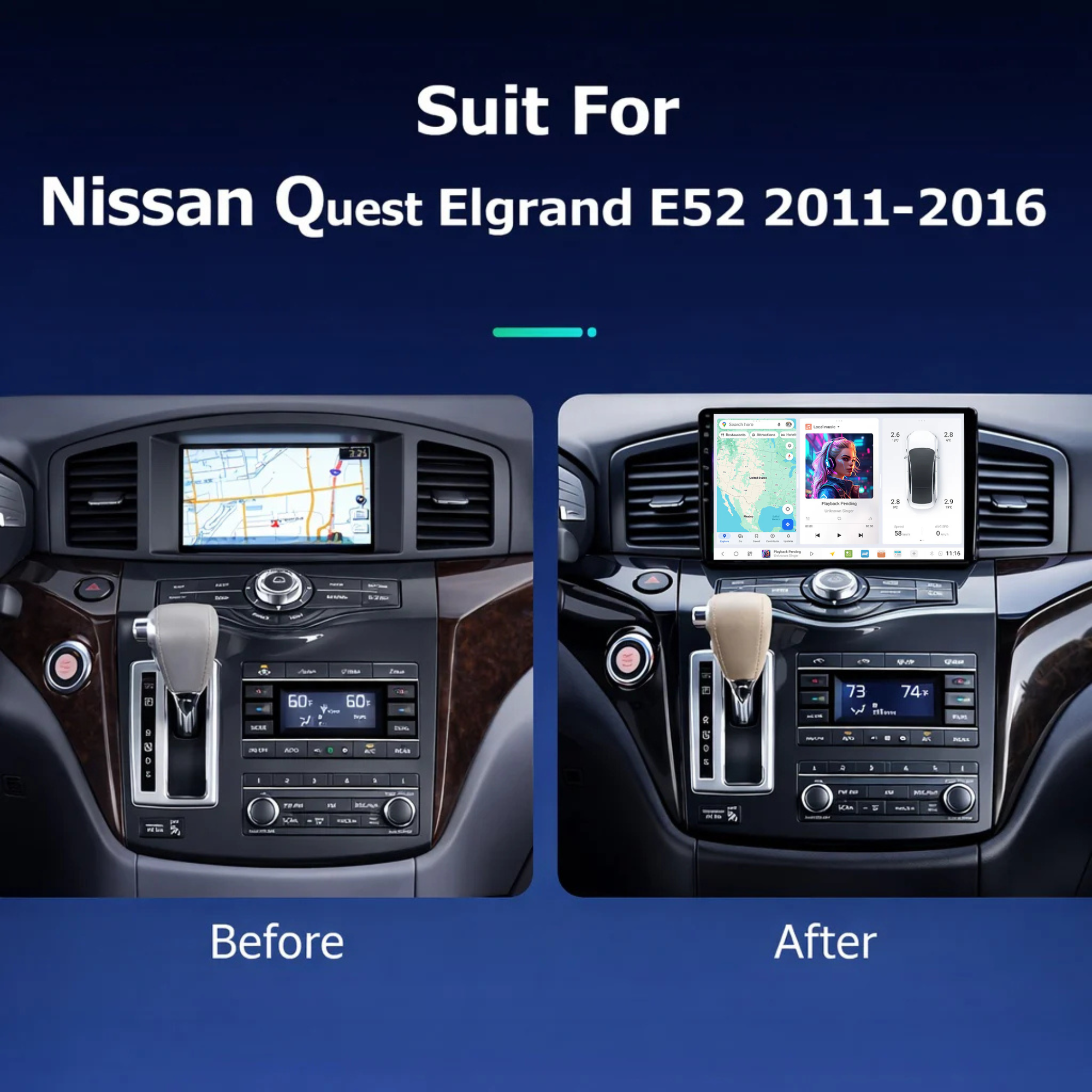 DUDU7 Nissan Elgrand 2011-2016 Head Unit Car Stereo | Apple CarPlay & Android Auto