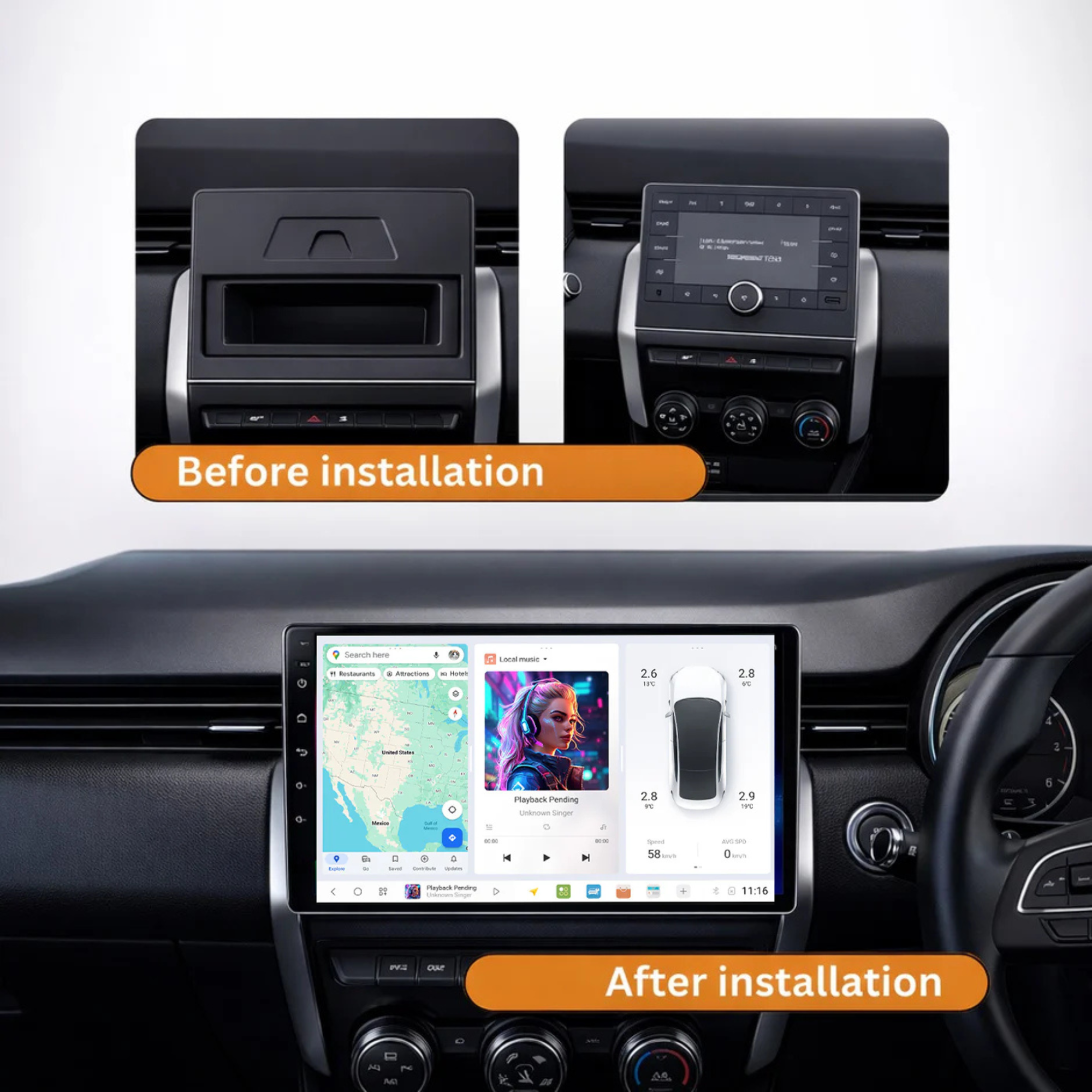 DUDU7 Renault Clio 5 2019-2026 Head Unit Car Stereo | Apple CarPlay & Android Auto