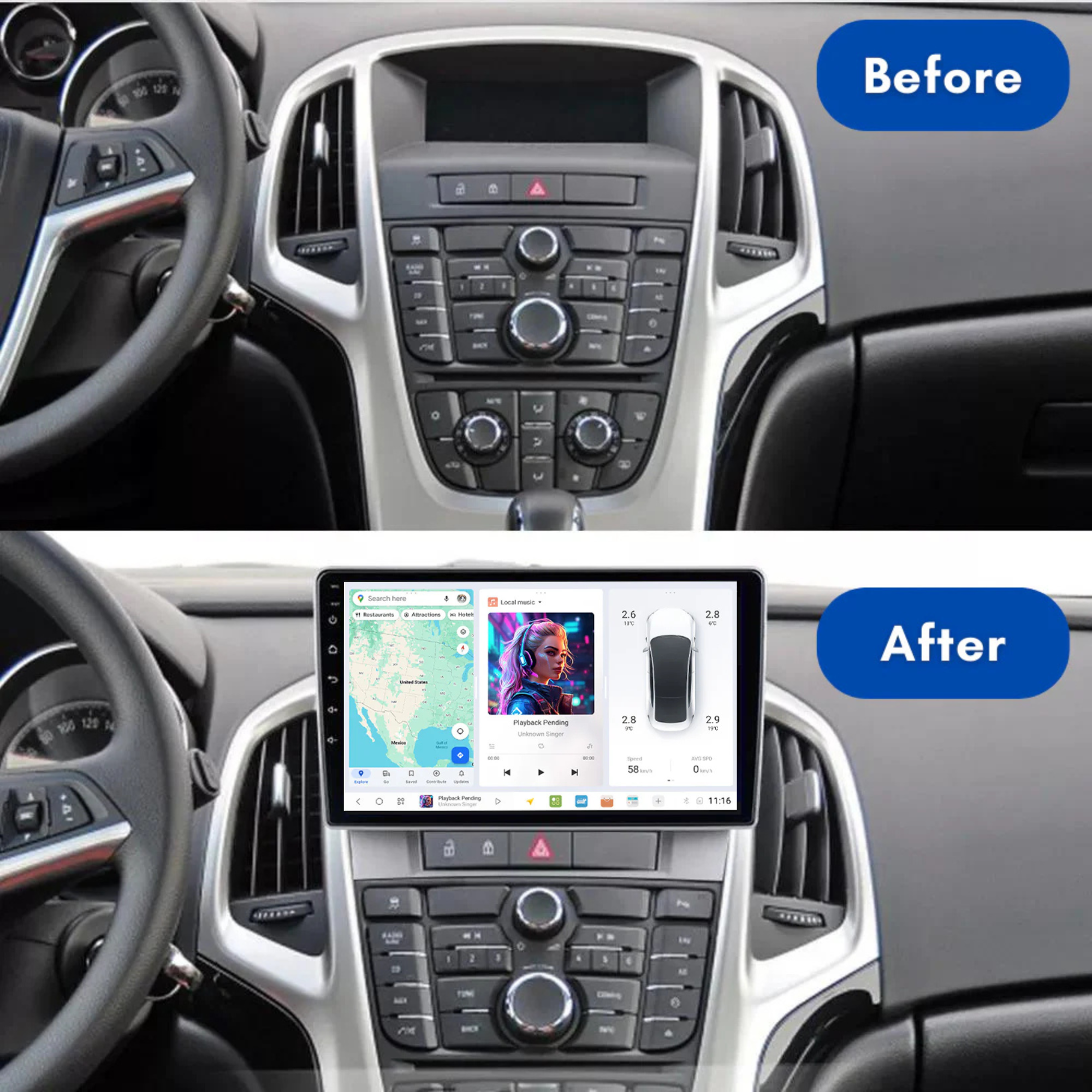 DUDU7 Vauxhall Astra J 2009-2015 Head Unit Car Stereo | Apple CarPlay & Android Auto