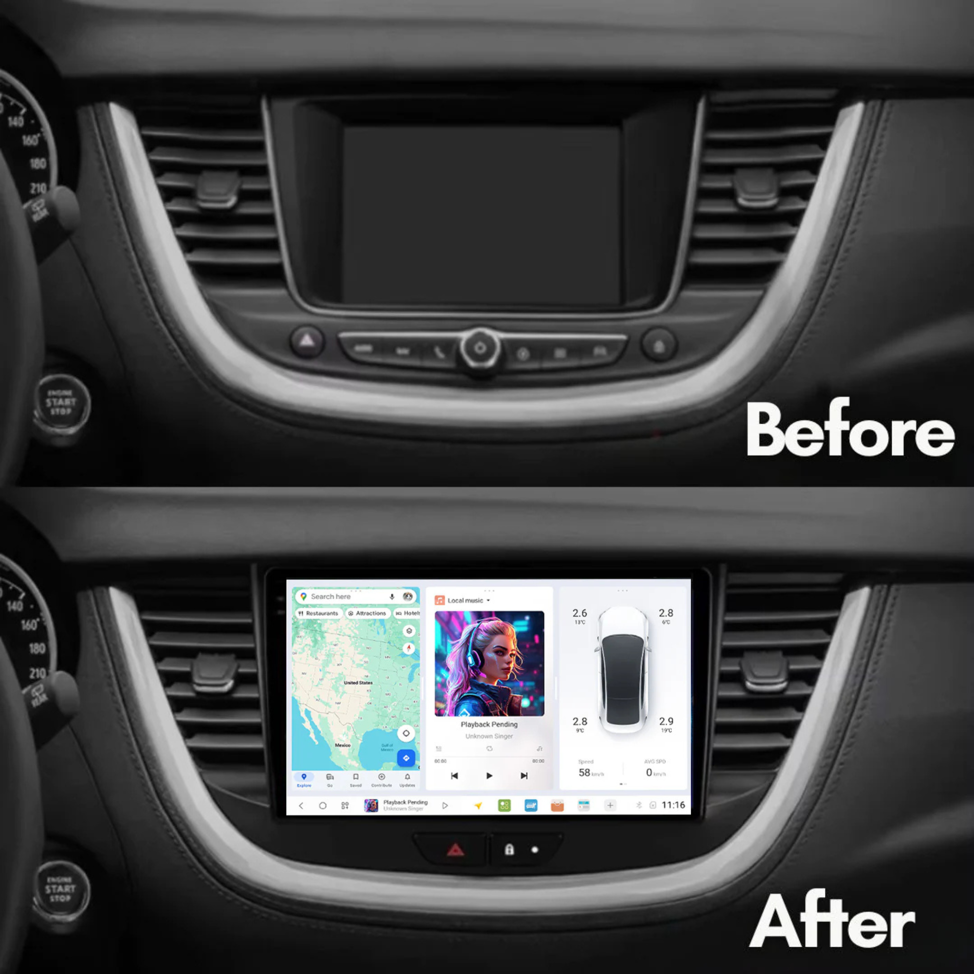 DUDU7 Vauxhall Grandland & X Crossland & X Crossland 2016-2024 Head Unit Car Stereo | Apple CarPlay & Android Auto