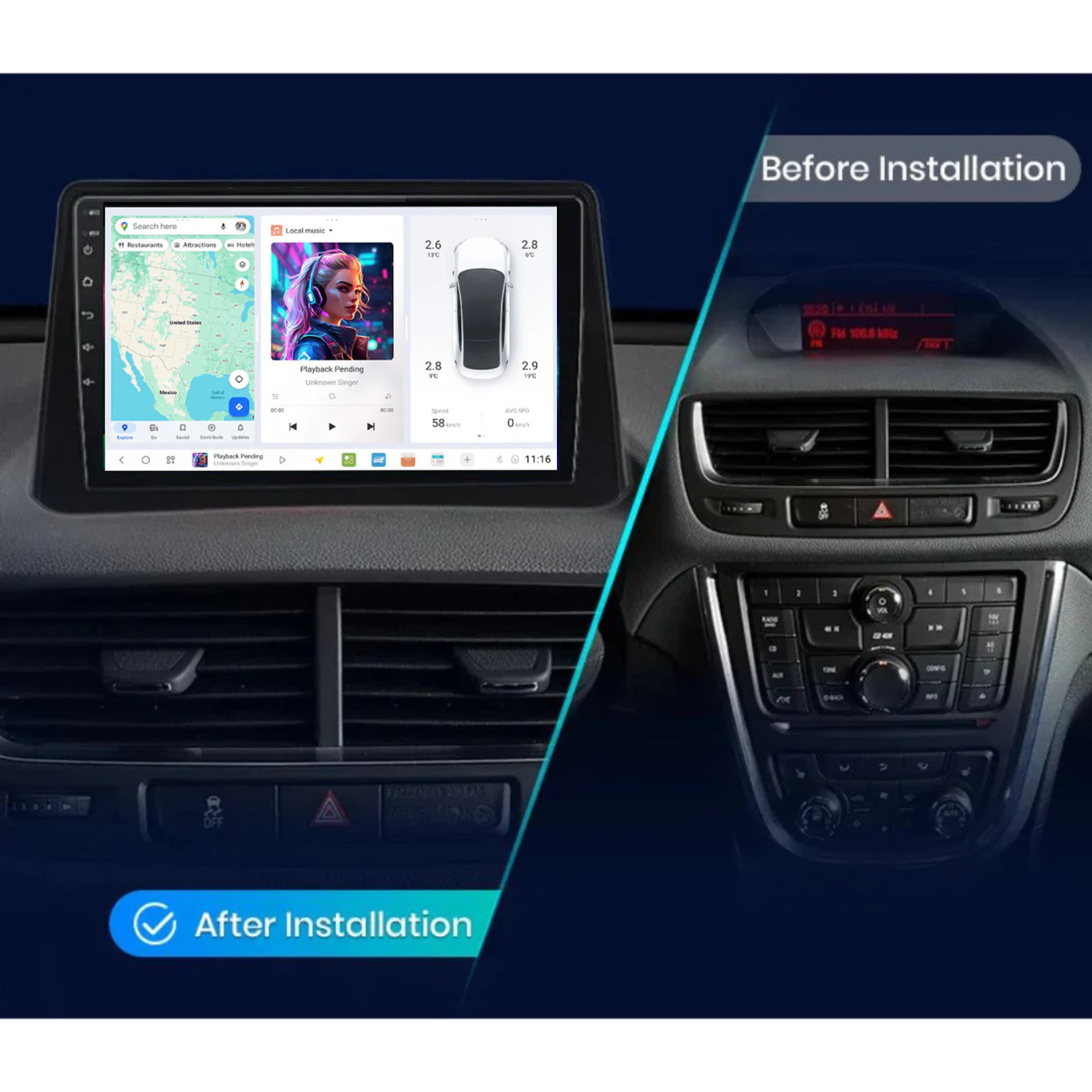 DUDU7 Vauxhall Mokka 2012-2016 Head Unit Car Stereo | Apple CarPlay & Android Auto