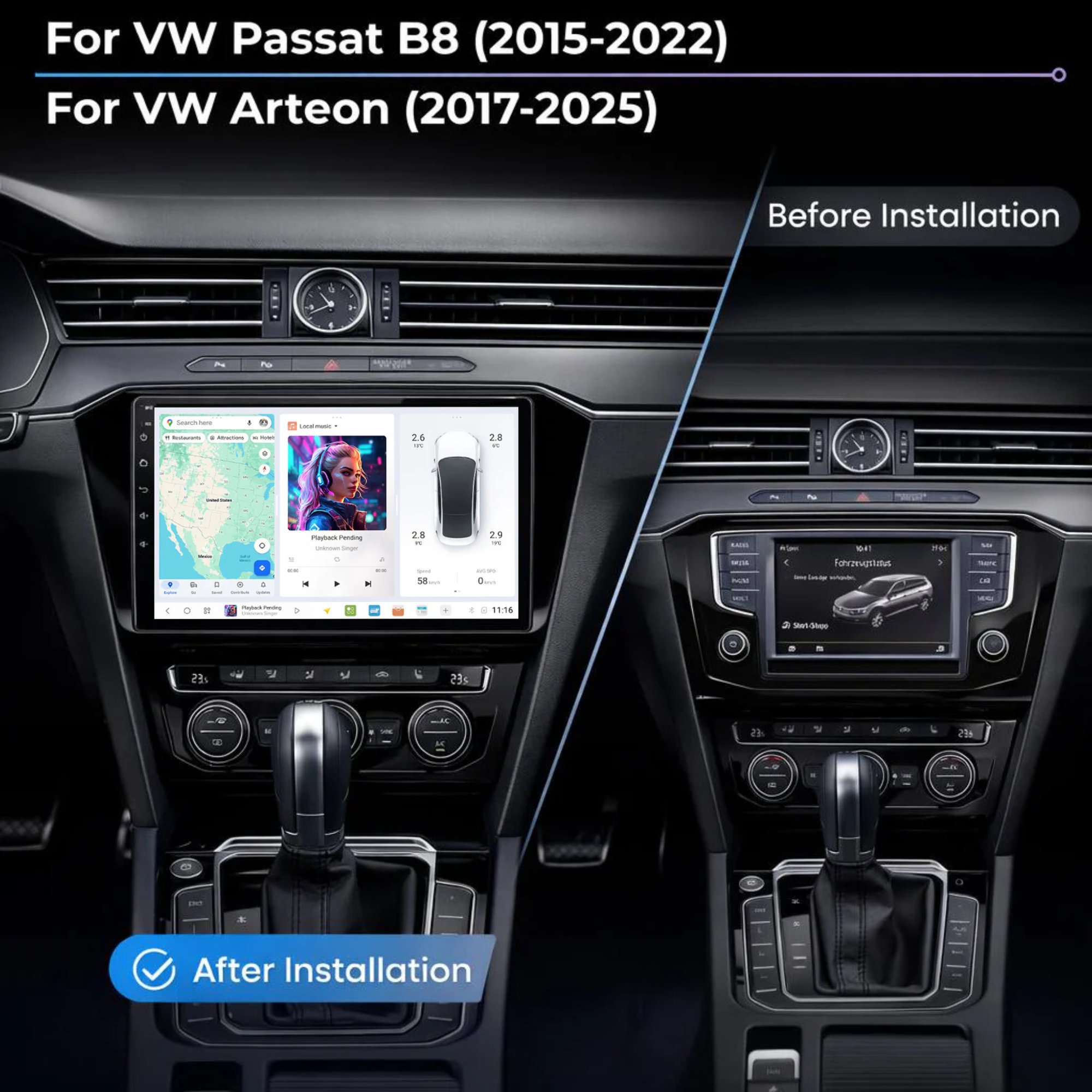 DUDU7 Volkswagen Passat B8 2015-2022 & Arteon 2017-2025 Head Unit Car Stereo | Apple CarPlay & Android Auto