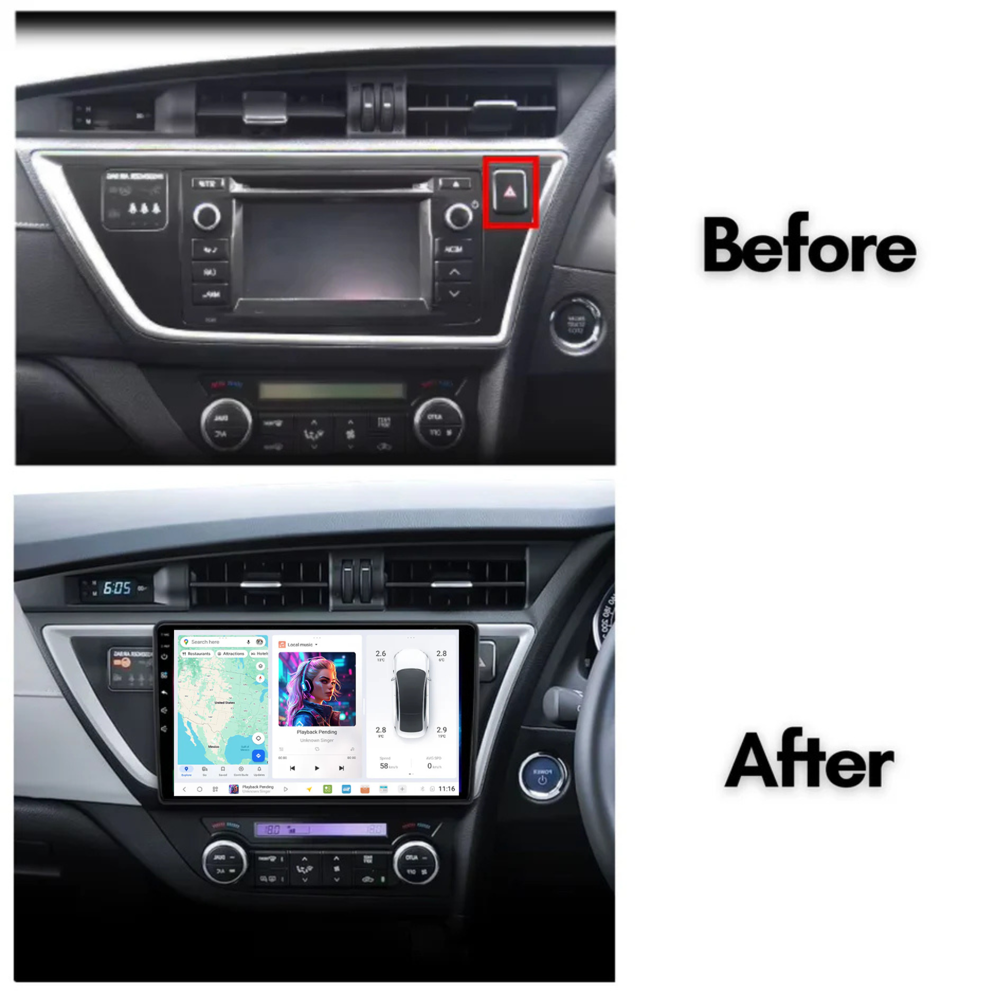 DUDU7 Toyota Corolla 2013-2016 & Auris 2012-2016 Head Unit Car Stereo | Apple CarPlay & Android Auto