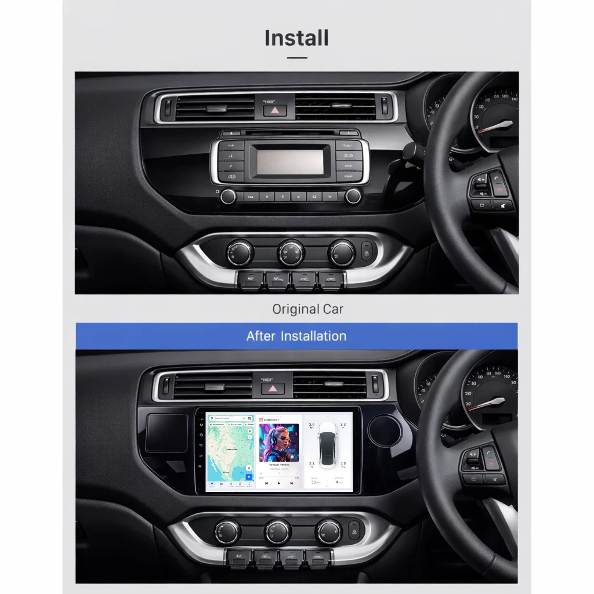 DUDU7 Kia Rio 2011-2017 Head Unit Car Stereo | Apple CarPlay & Android Auto
