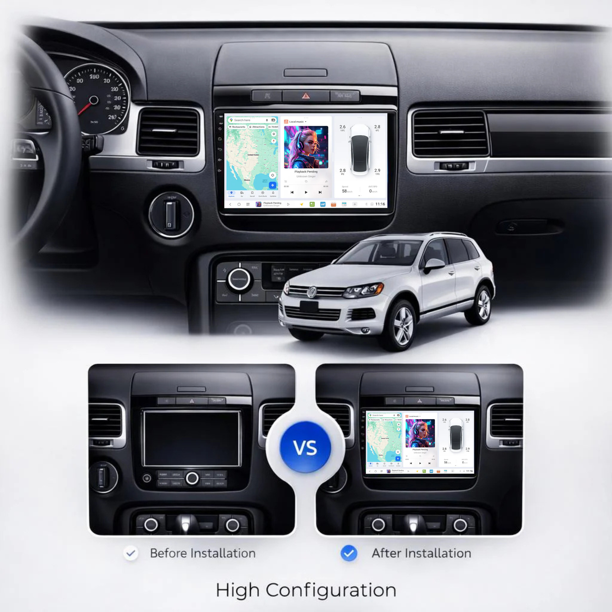 DUDU7 Volkswagen Touareg 2010-2018 Head Unit Car Stereo | Apple CarPlay & Android Auto