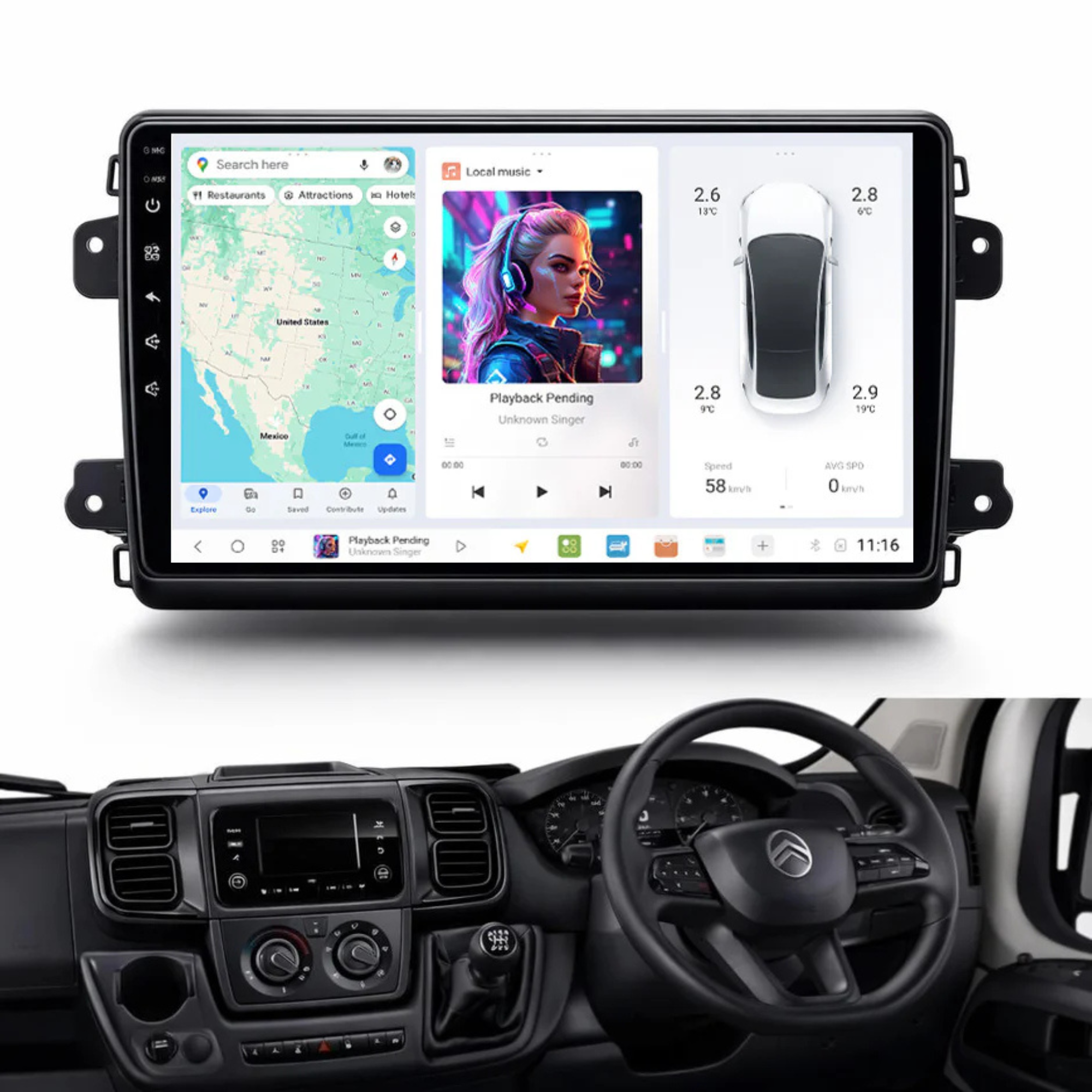 DUDU7 FIAT Ducato & Peugeot Boxer & Citroen Relay 2023 Onwards Head Unit Car Stereo | Apple CarPlay & Android Auto