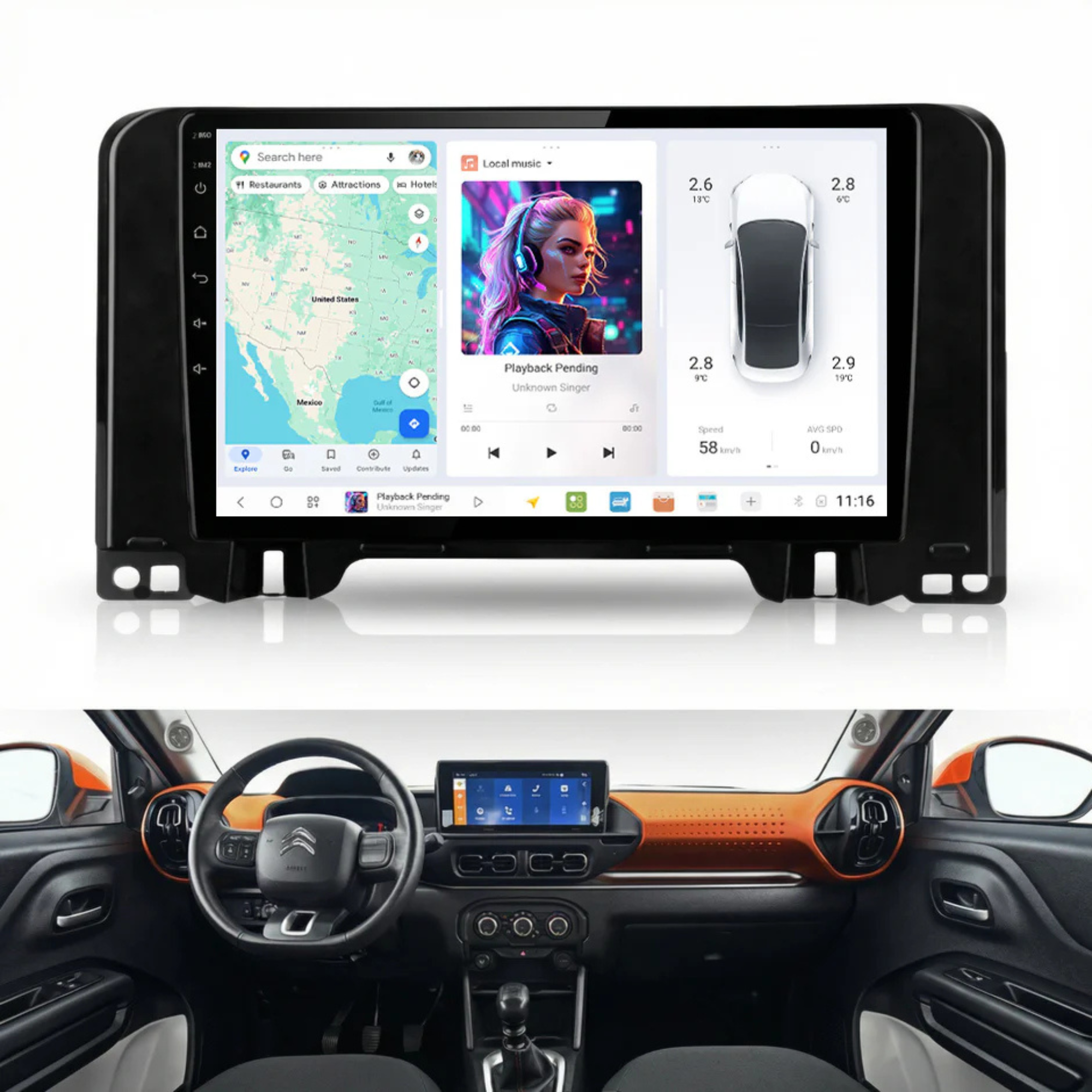 DUDU7 Citroen C3 C3 Aircross 2022-Present Head Unit Car Stereo | Apple CarPlay & Android Auto