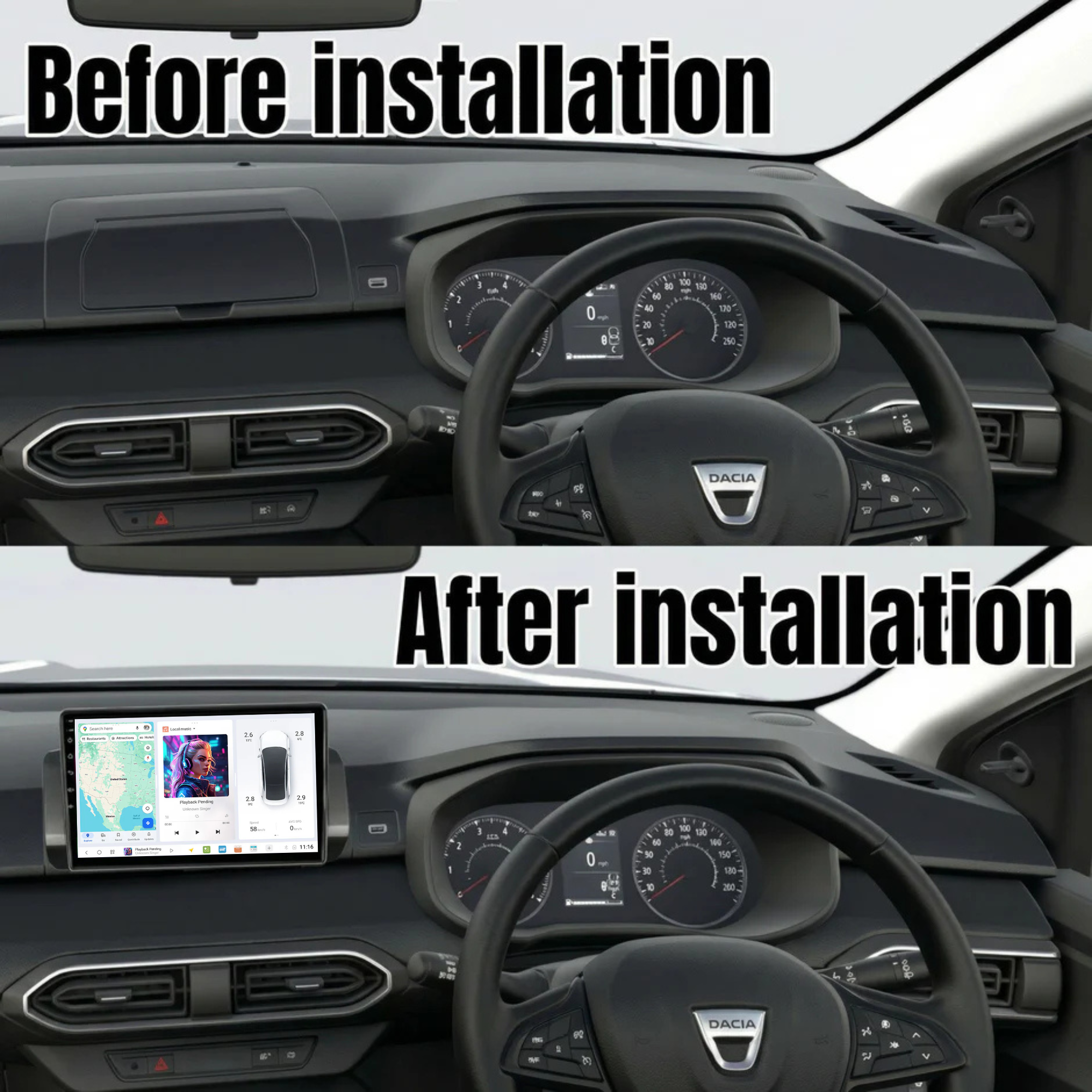 DUDU7 Dacia Sandero 2021-2024 Head Unit Car Stereo | Apple CarPlay & Android Auto