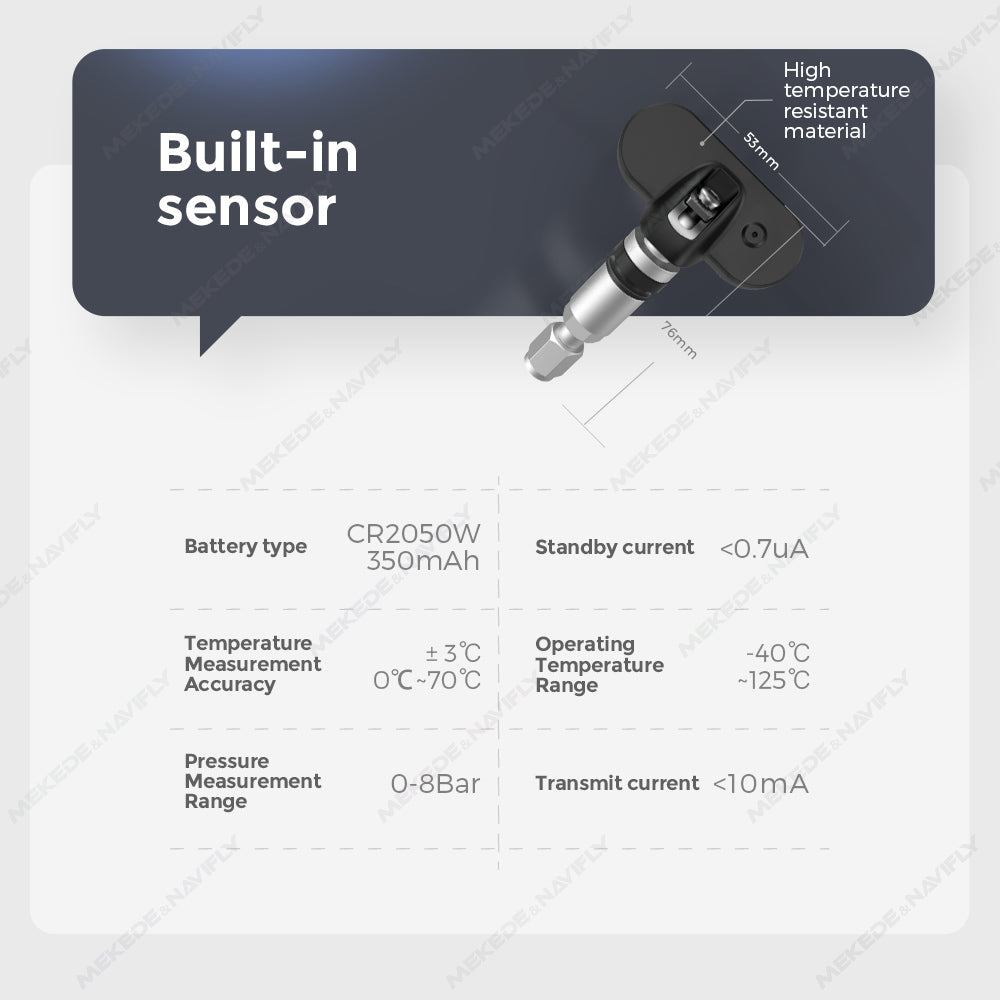 TPMS Tyre Pressure Monitoring System | Built-in or External Sensors