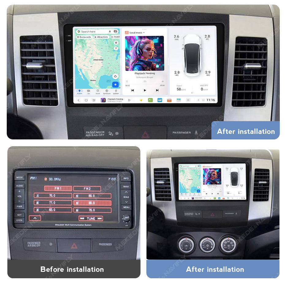 DUDU7 Citroen C-Crosser Peugeot 4007 Mitsubishi Outlander 2005-2012 Head Unit Car Stereo | Apple CarPlay & Android Auto