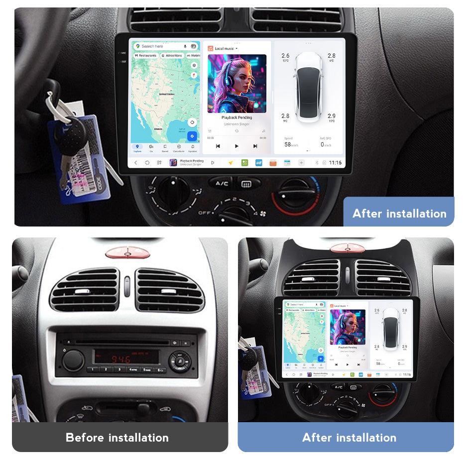 DUDU7 Peugeot 206 206 CC 1998-2010 Head Unit Car Stereo | Apple CarPlay & Android Auto