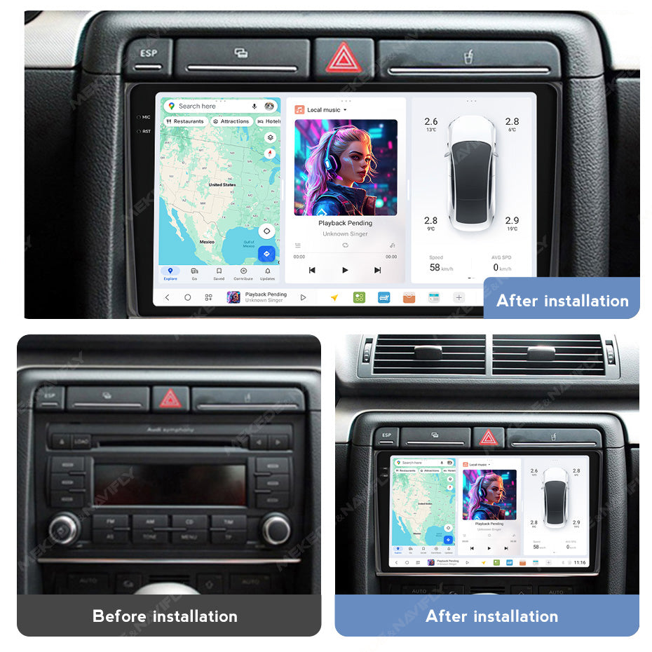 DUDU7 Audi A4 S4 RS4 2003-2008 Seat Exeo 2008-2013  Head Unit Car Stereo | Apple CarPlay & Android Auto