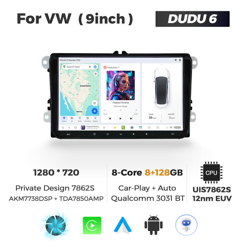 DUDU7 VW Seat Skoda 9″ Head Unit Car Stereo | Apple CarPlay & Android Auto