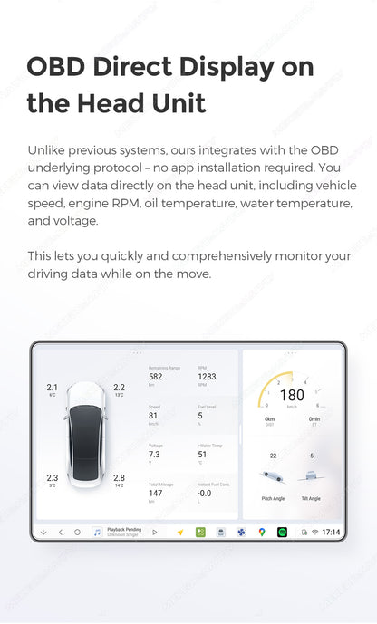 OBD-II Adapter | Bluetooth 5.1 | Direct Display on Head Unit | Real-Time Vehicle Data