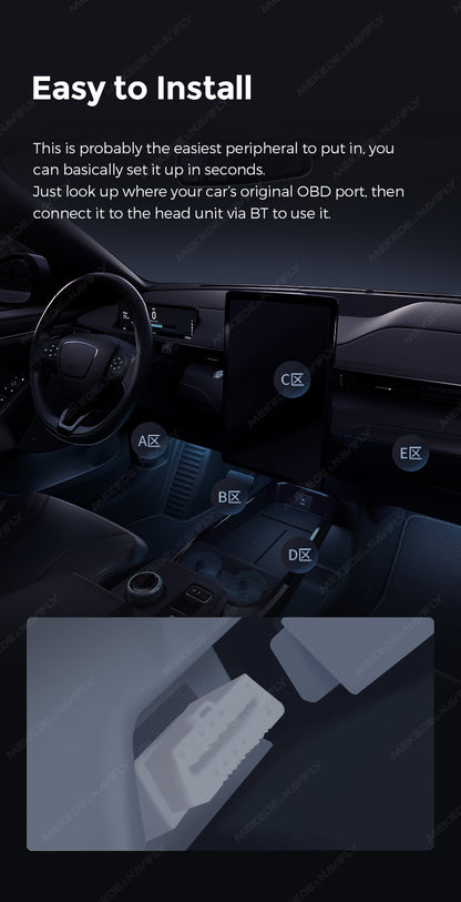 OBD-II Adapter | Bluetooth 5.1 | Direct Display on Head Unit | Real-Time Vehicle Data