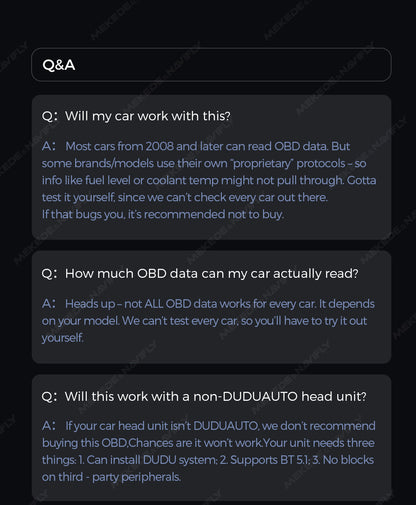 OBD-II Adapter | Bluetooth 5.1 | Direct Display on Head Unit | Real-Time Vehicle Data