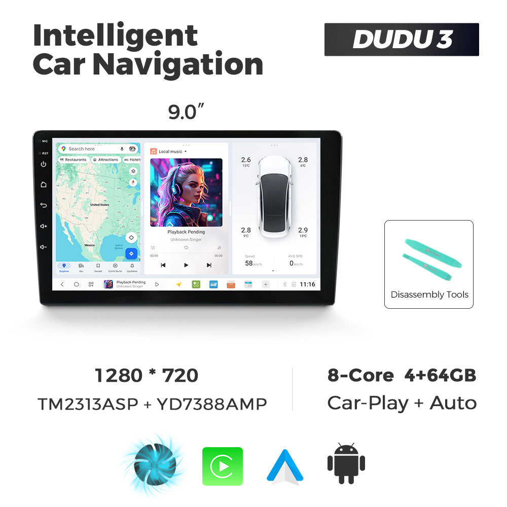 DUDU7 Universal Head Unit Car Stereo 9 & 9.5inch | Apple CarPlay & Android Auto