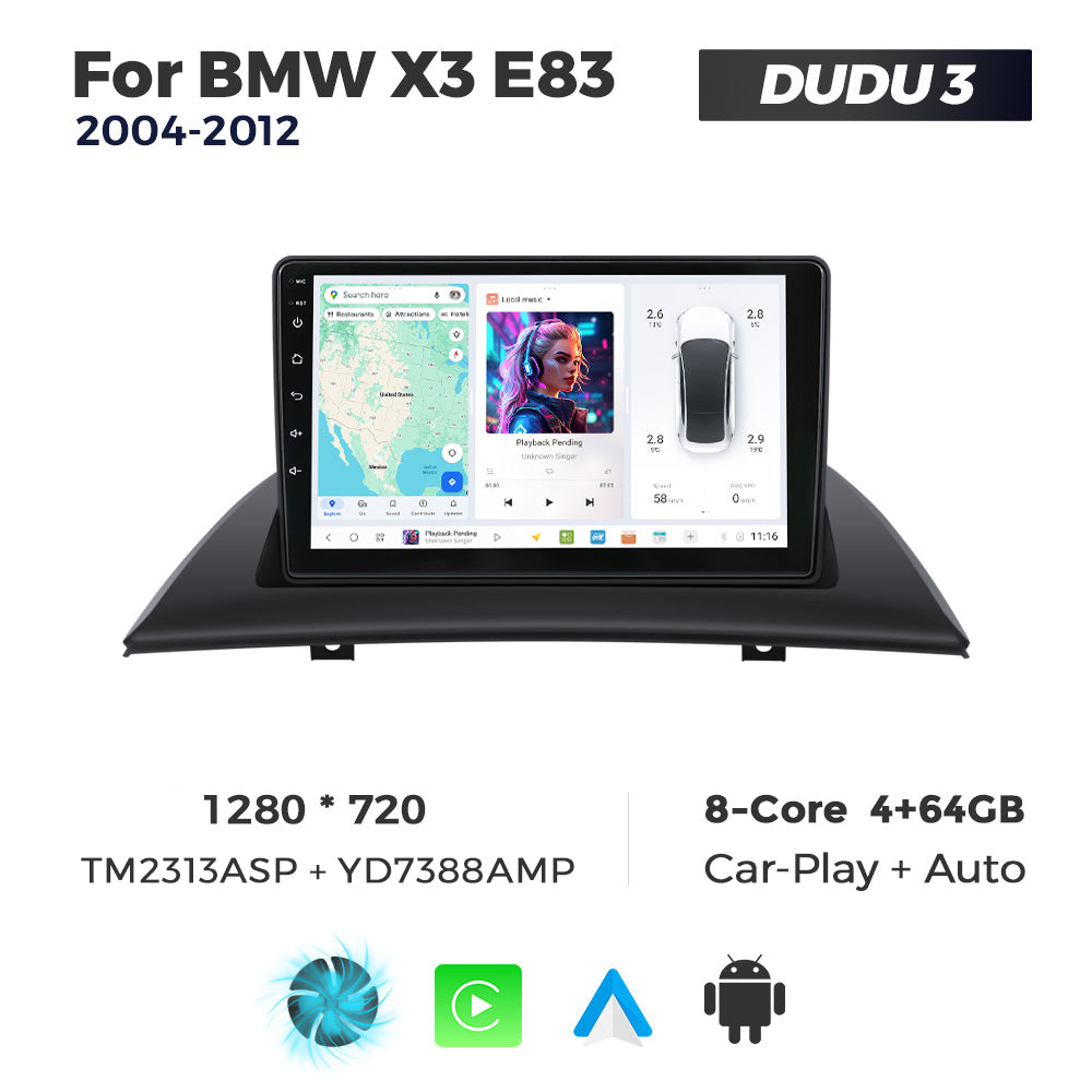 DUDU7 BMW X3 E83 2004-2012 Head Unit Car Stereo | Apple CarPlay & Android Auto