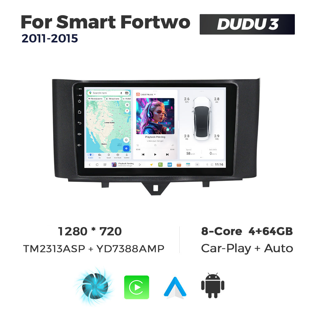 DUDU7 Smart Fortwo Forfour 2010-2015 Head Unit Car Stereo | Apple CarPlay & Android Auto