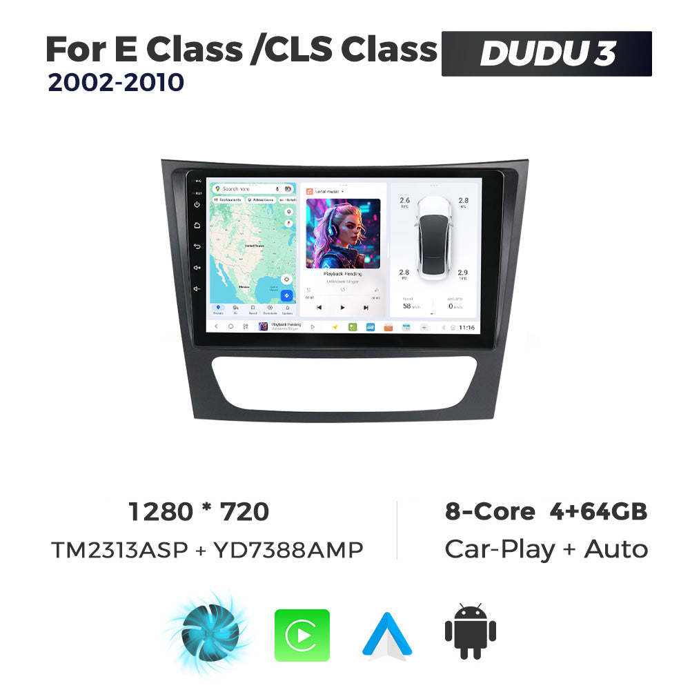 DUDU7 Mercedes E-Class CLS 2002-2010 Head Unit Car Stereo | Apple CarPlay & Android Auto