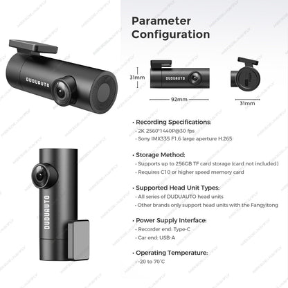 2K ADAS DVR | Sony IMX335 | 1440P Dash Camera | Anti-Collision & Lane Assist | 360° Rotatable