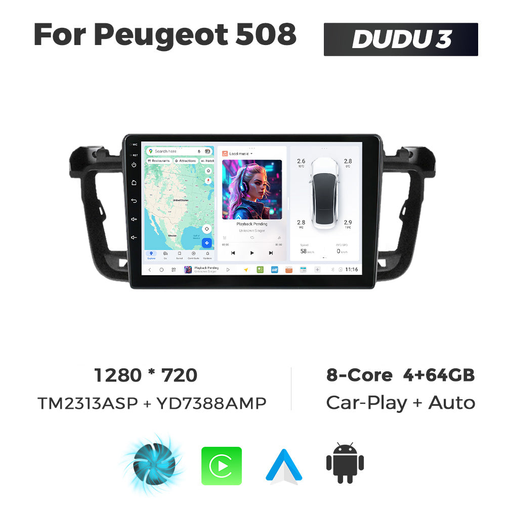 DUDU7 Peugeot 508 508SW 2011-2018 Head Unit Car Stereo | Apple CarPlay & Android Auto