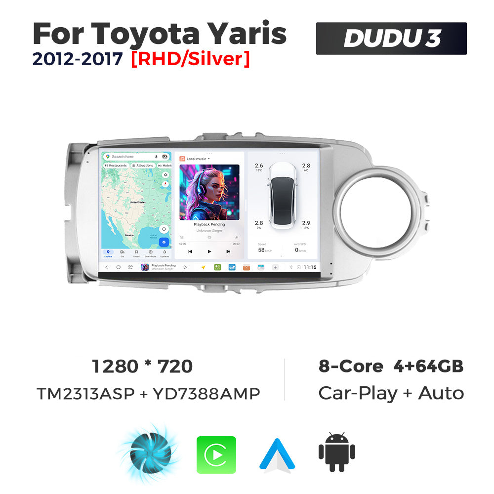 DUDU7 Toyota Yaris 2012-2017 Head Unit Car Stereo | Apple CarPlay & Android Auto RHD