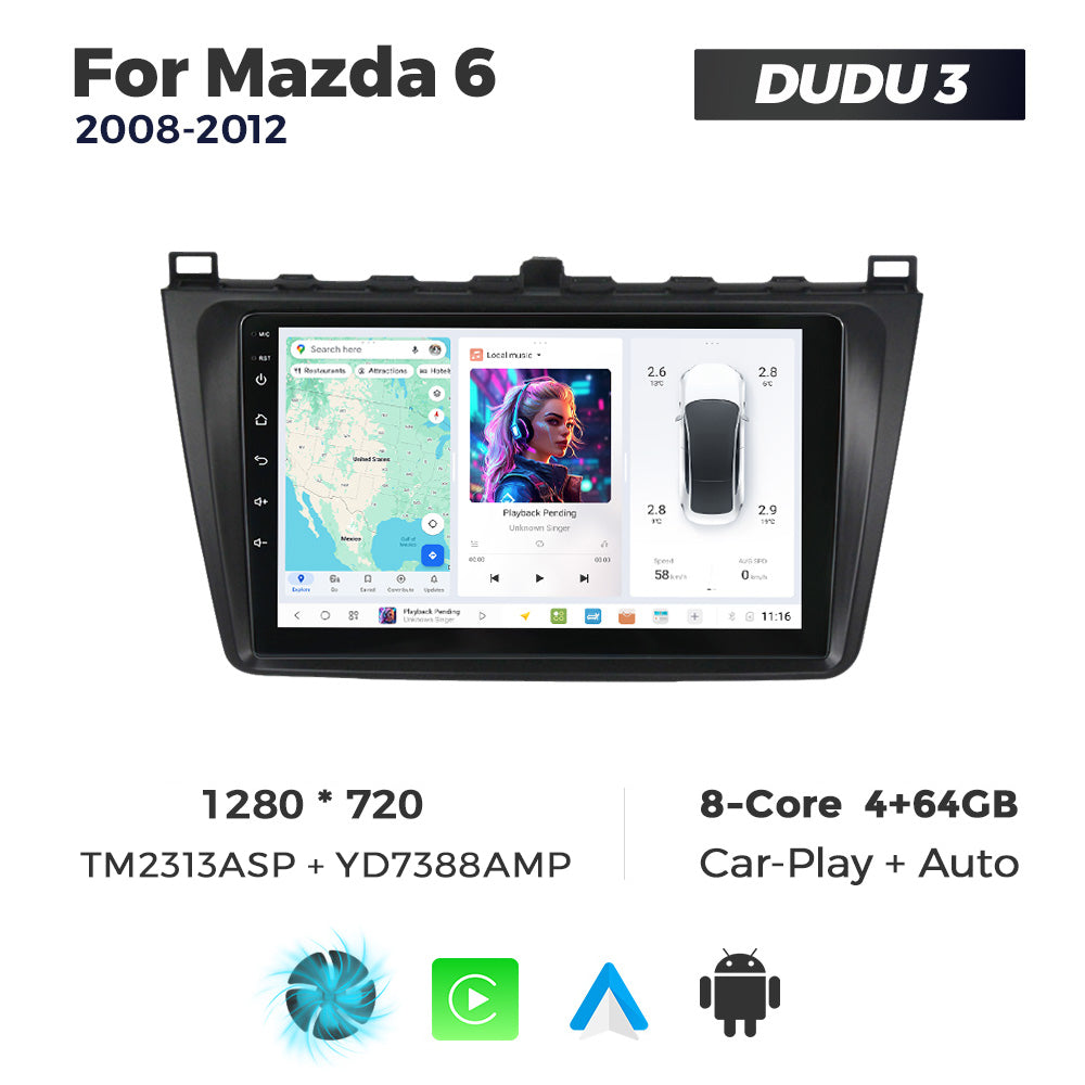 DUDU7 Mazda 6 2008-2012 Head Unit Car Stereo | Apple CarPlay & Android Auto