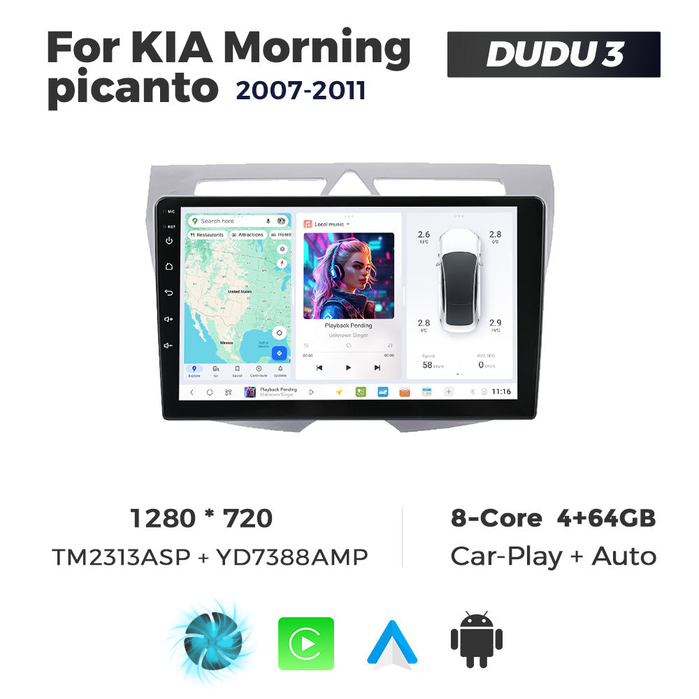 DUDU7 Kia Picanto 2007-2011 Head Unit Car Stereo | Apple CarPlay & Android Auto