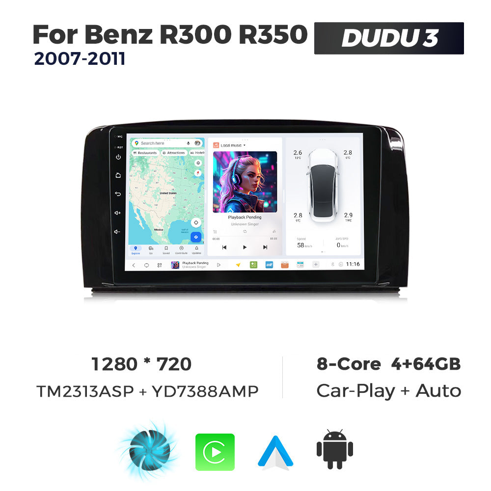 DUDU7 Mercedes R-Class 2007-2011 Head Unit Car Stereo | Apple CarPlay & Android Auto