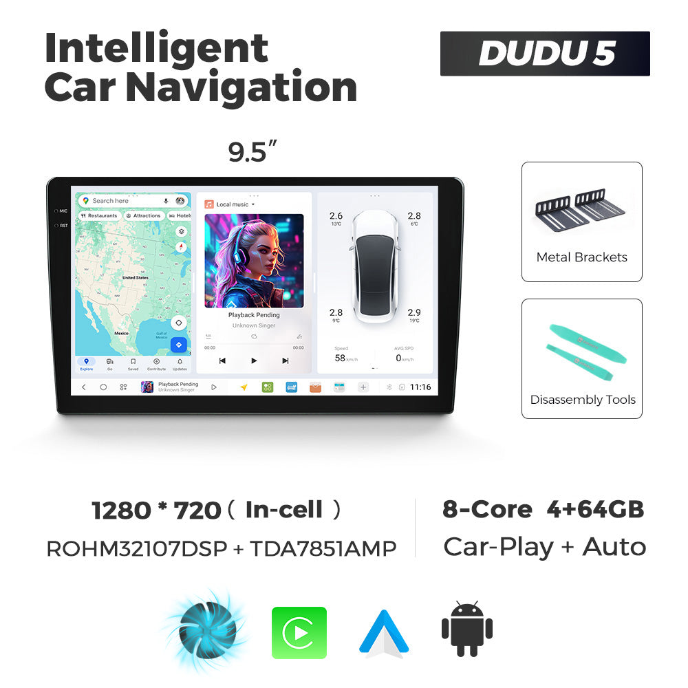DUDU7 Universal Head Unit Car Stereo 9 & 9.5inch | Apple CarPlay & Android Auto