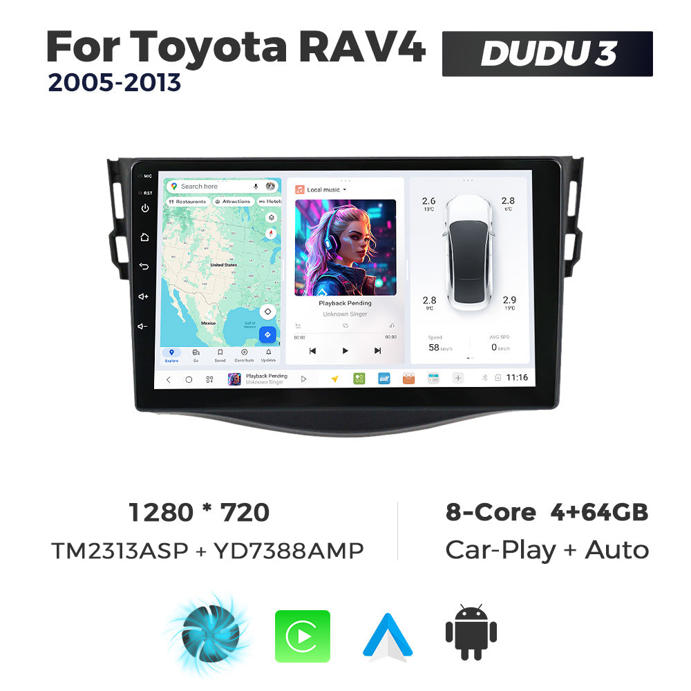 DUDU7 Toyota RAV4 2005-2013 Head Unit Car Stereo | Apple CarPlay & Android Auto
