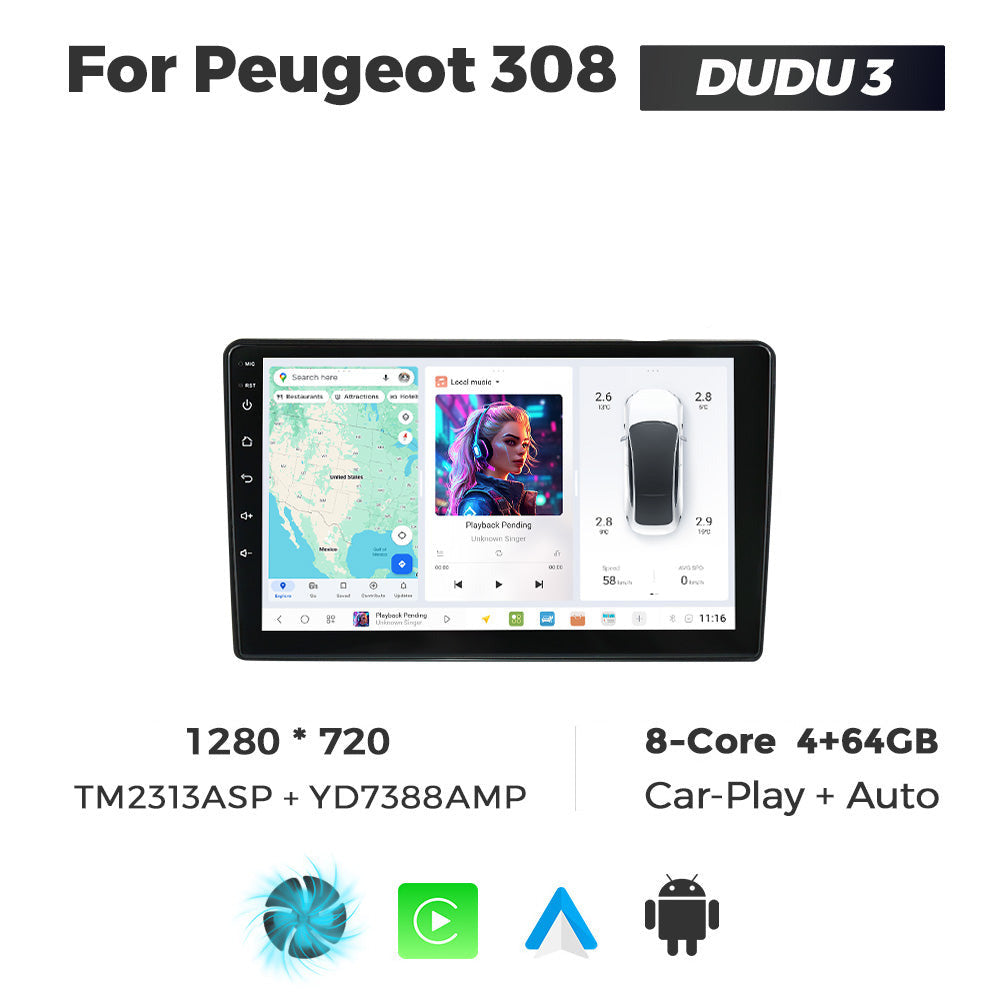 DUDU7 Peugeot 308 2013-2018 Head Unit Car Stereo | Apple CarPlay & Android Auto