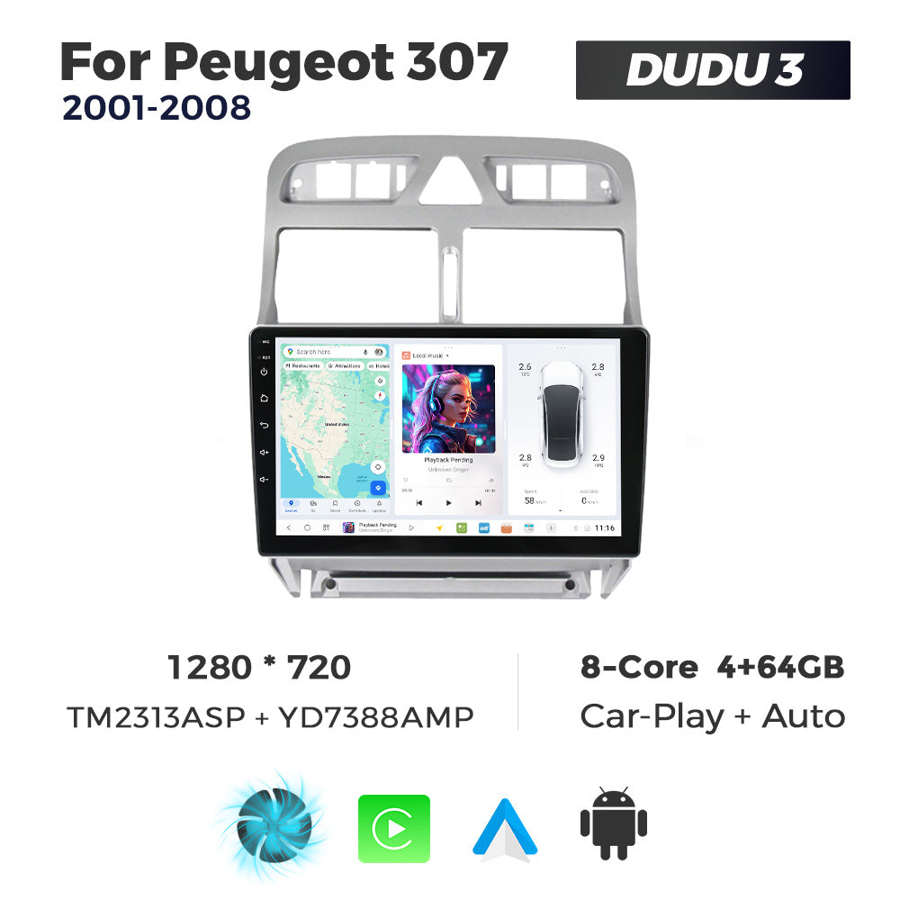 DUDU7 Peugeot 307 307 CC 2001-2008 Head Unit Car Stereo | Apple CarPlay & Android Auto