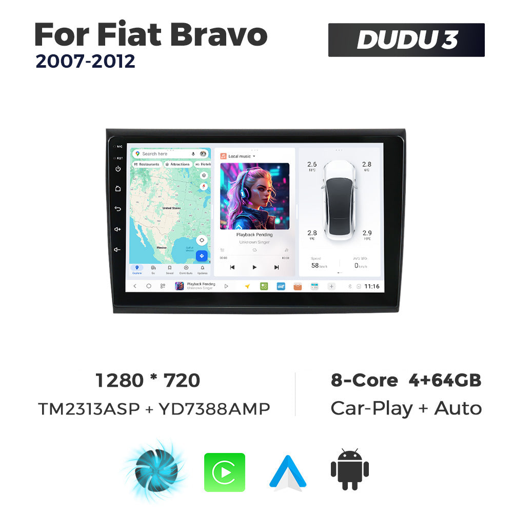 DUDU7 Fiat Bravo 2007-2012 Head Unit Car Stereo | Apple CarPlay & Android Auto
